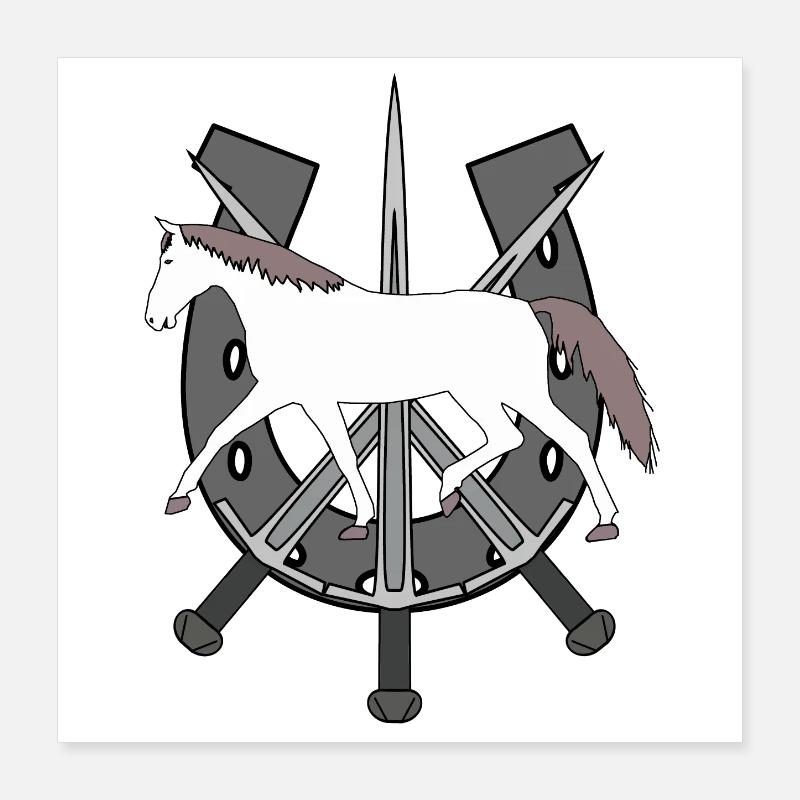 Cheval Ross Cheval Fer à cheval Épées Cavalier d’épée Poster 40 x 40 cm