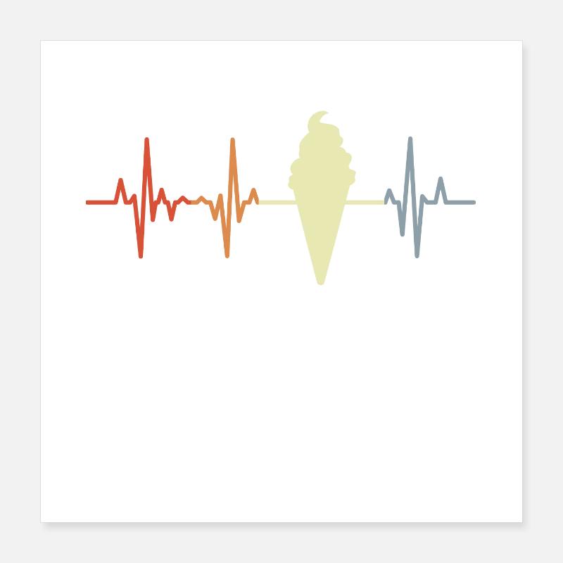 Cornet de crème glacée palpitations coeur look vintage Poster 40 x 40 cm