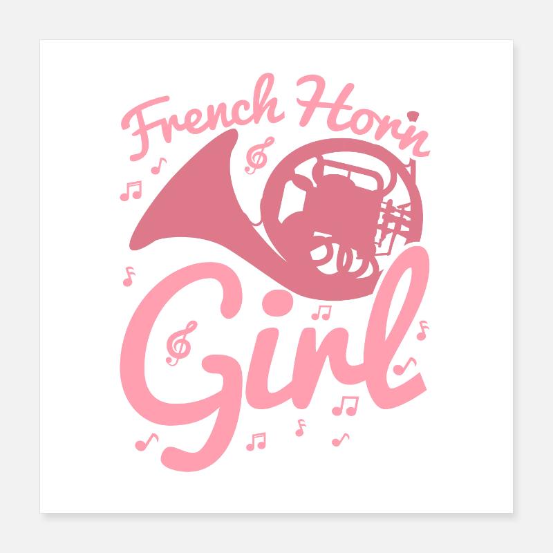 Fille de cor français Poster 40 x 40 cm