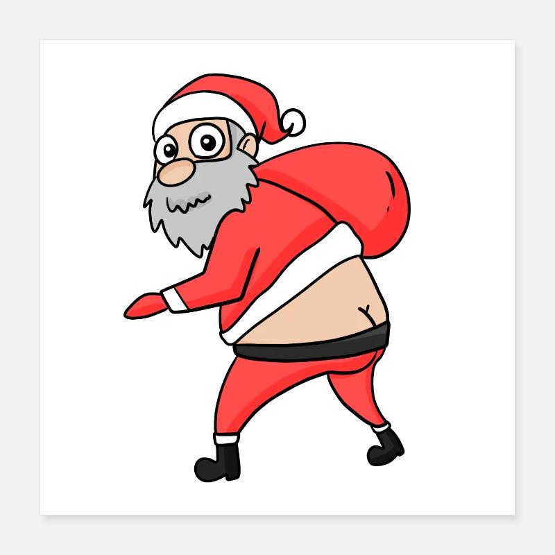 Père Noël Butt Drôle Poster 40 x 40 cm