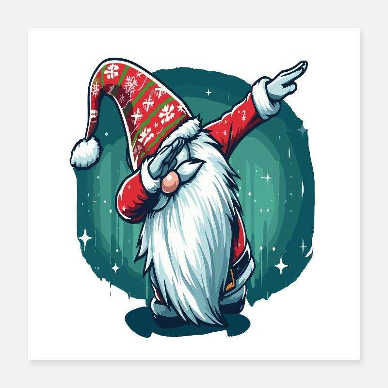 Dabbing Gnome de Noël Poster 40 x 40 cm