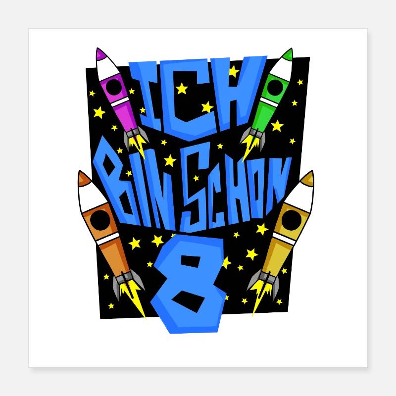 8 Geburtstag Junge Astronaut Rakete - acht Jahre Poster 40x40 cm