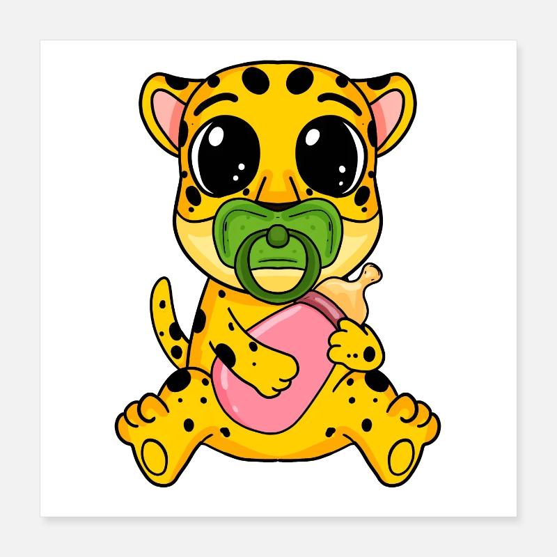 Motif de bébé guépard Poster 40 x 40 cm