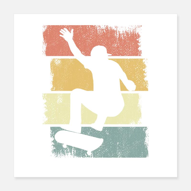 Dessin de garçon de skateboard Poster 40 x 40 cm