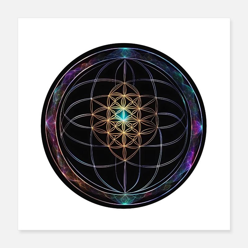 Metatron Discs Mandala Glow Poster 16" x 16" (40x40 cm)