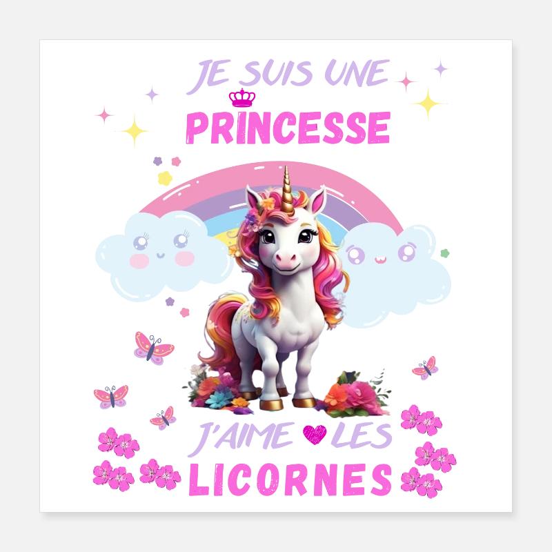 Ich bin eine Prinzessin, ich liebe Einhörner Poster 40x40 cm