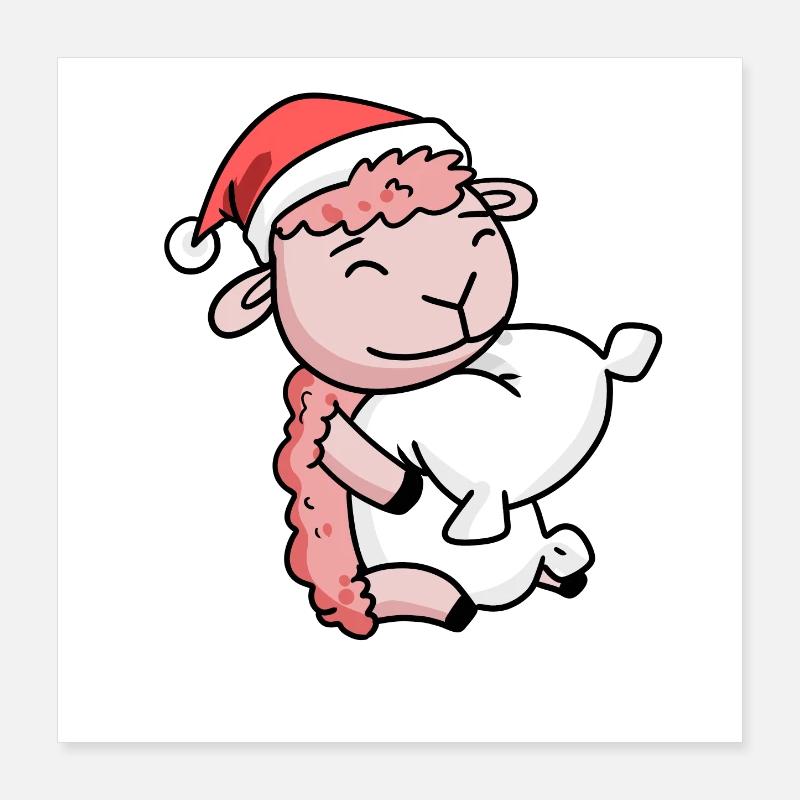 Mouton Mignon Fatigué Noël Poster 40 x 40 cm