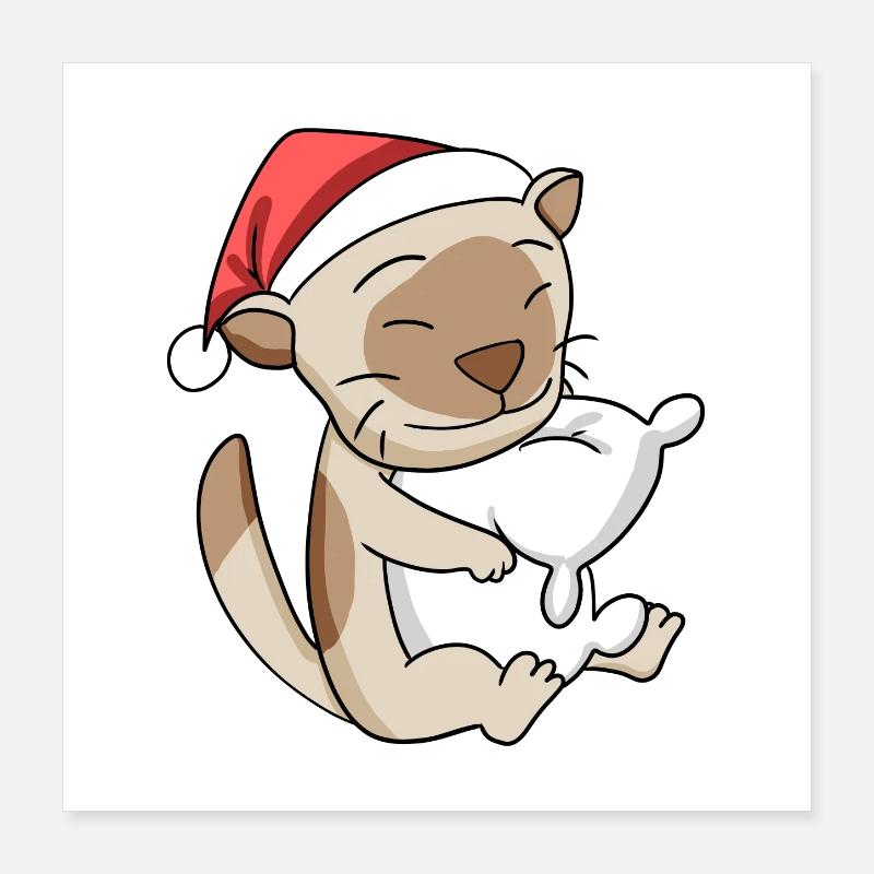 Chat Mignon Chat Birman Fatigué Noël Poster 40 x 40 cm