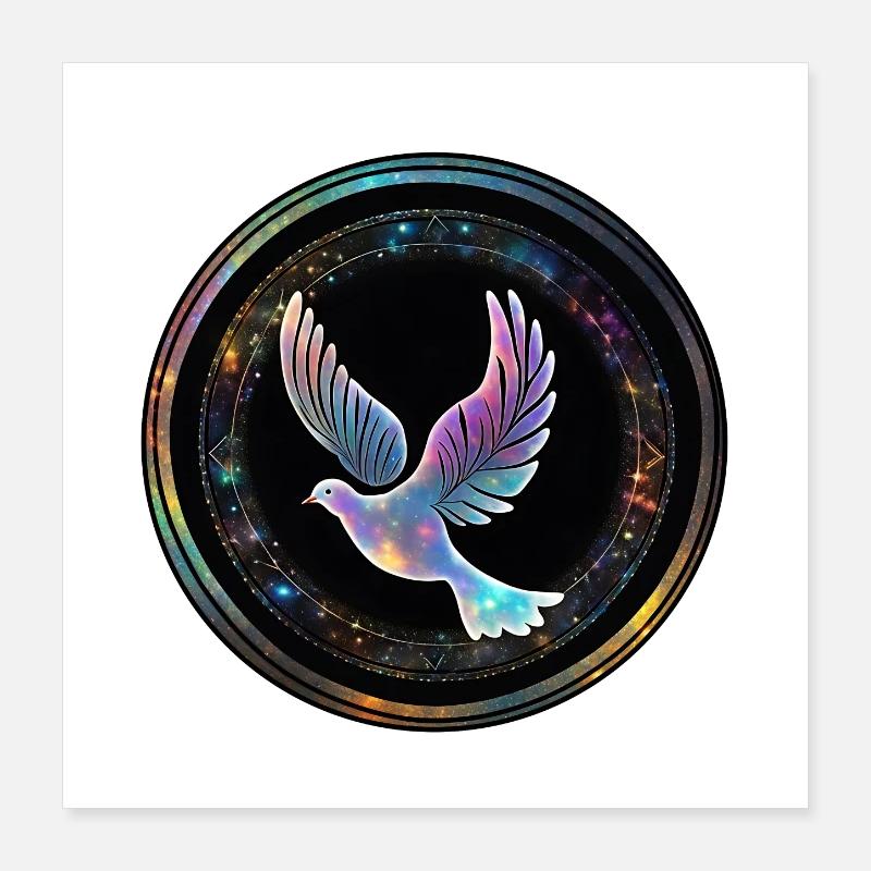 Galaxy Taube im Sternenring Poster 40x40 cm