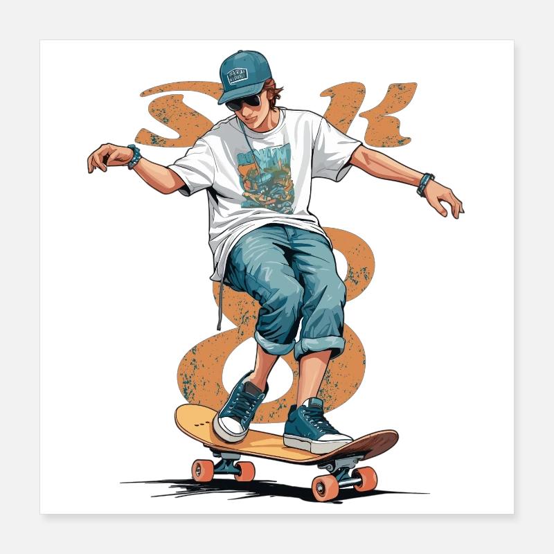 Garçon patineur Poster 40 x 40 cm