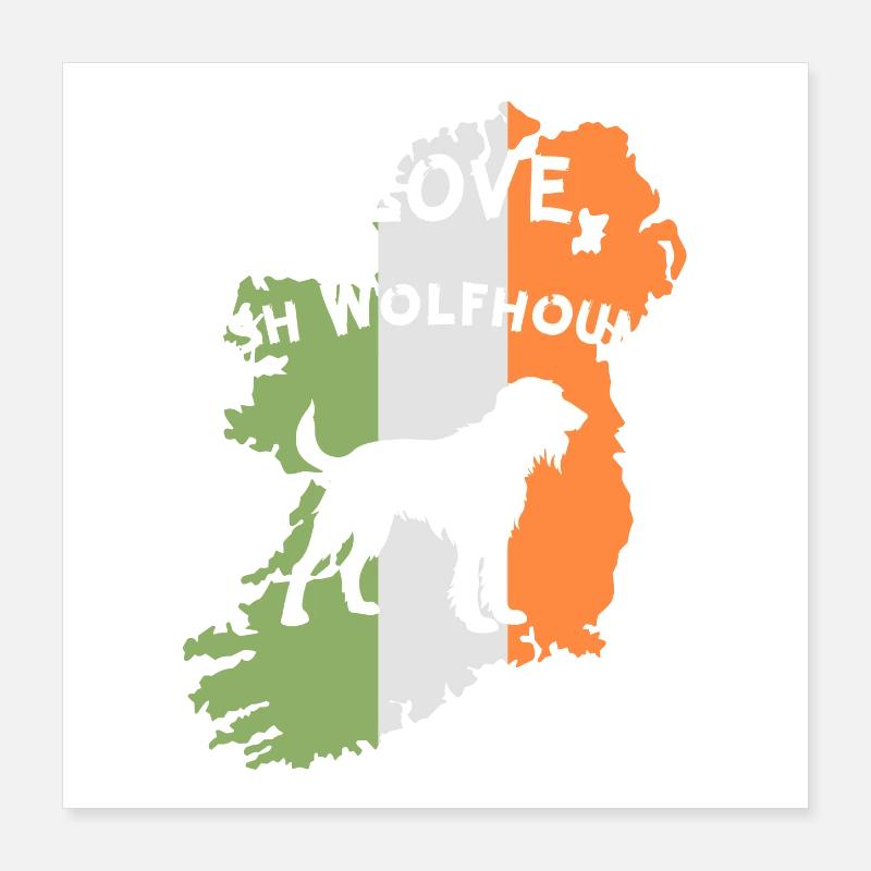 Aperçu du lévrier irlandais avec motivation du drapeau Poster 40 x 40 cm