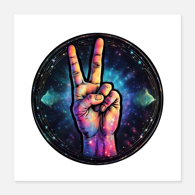 Cosmic Peace Gesture Poster 16" x 16" (40x40 cm)