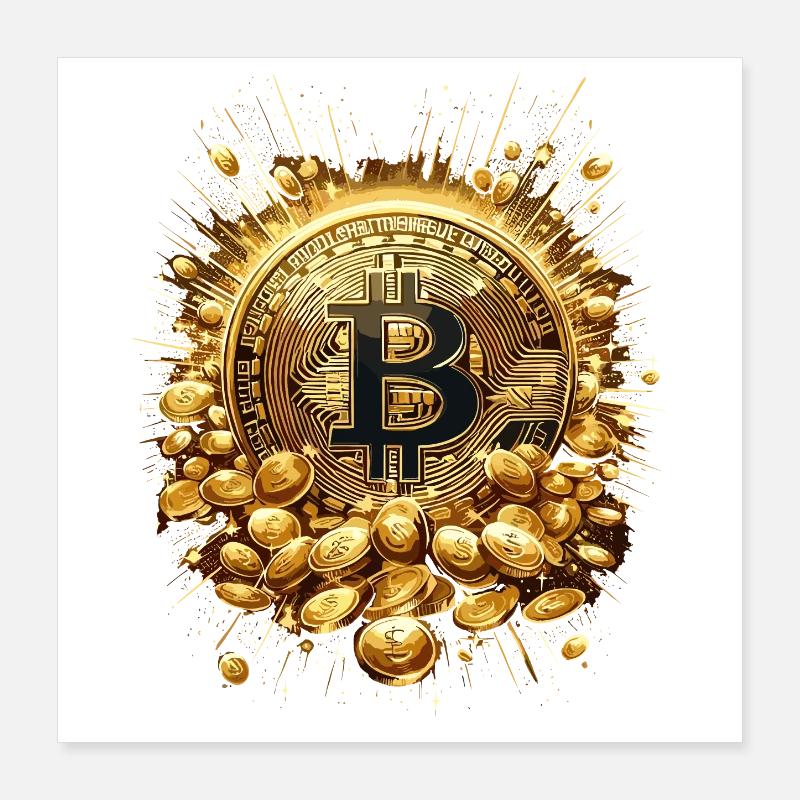 Explosion de Bitcoin Crypto Enthousiastes Poster 40 x 40 cm