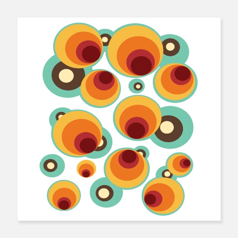 Vintage Mid Century Circle Pattern Poster 16" x 16" (40x40 cm)