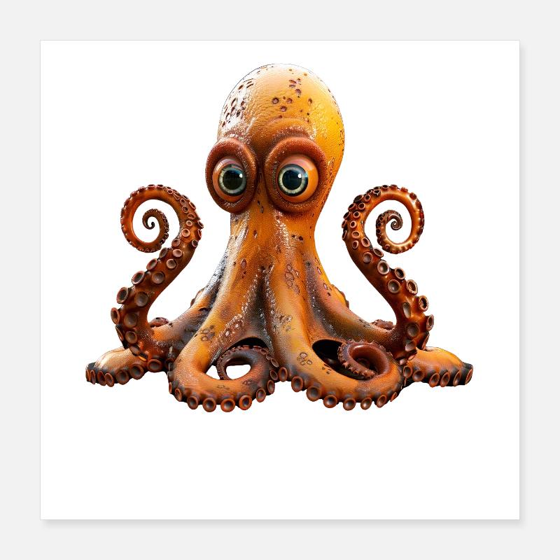 Octopus Small Octopus Cuttlefish Cute Octopus Poster 16" x 16" (40x40 cm)