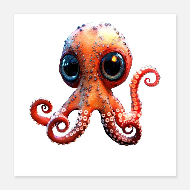 Octopus Small Octopus Cuttlefish Cute Octopus Poster 16" x 16" (40x40 cm)