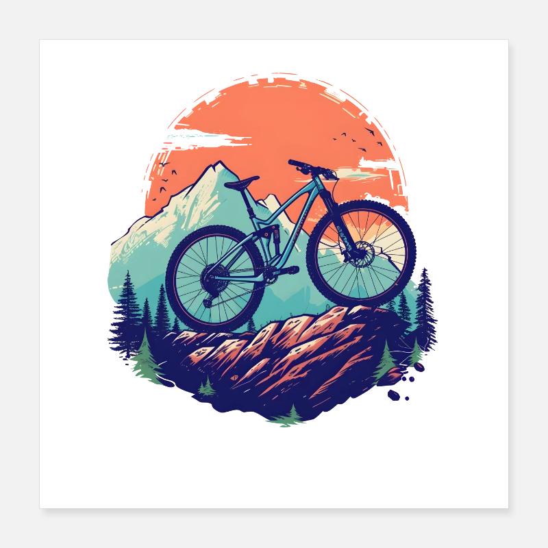 Mountainbiken Poster 40x40 cm