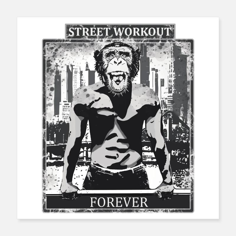 Street Workout Monkey Design Poster 40 x 40 cm
