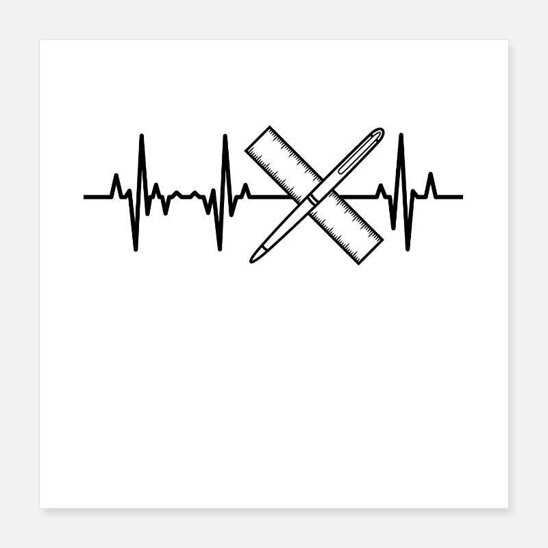 Pen and ruler pulse rate Poster 16" x 16" (40x40 cm)
