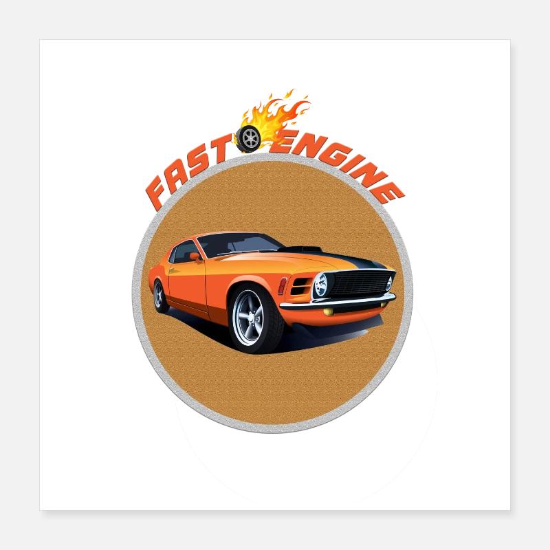 SUPER CAR FAST ENGINE VOITURE DE SPORT Poster 40 x 40 cm