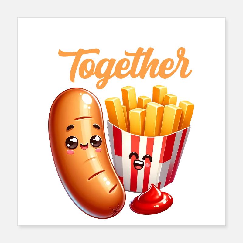 Better Together – Bratwurst Pommes Imbiss Poster 40x40 cm
