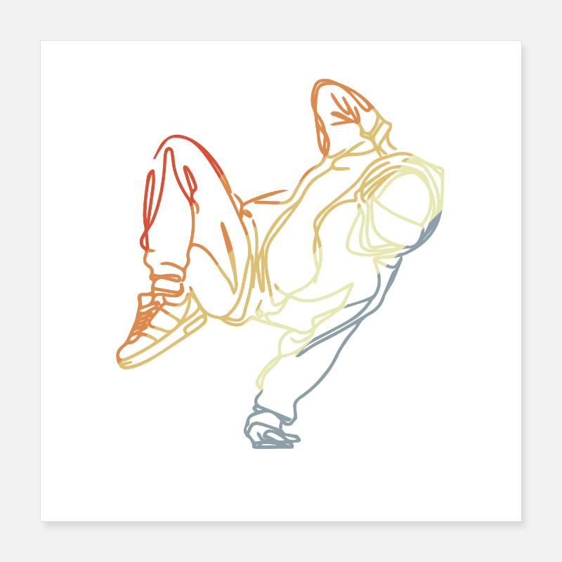 Retro Breakdancer Skizze Poster 40x40 cm