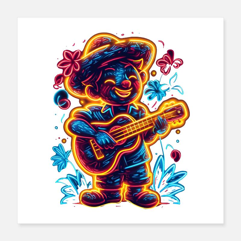 Ukulélé Retrowave Poster 40 x 40 cm