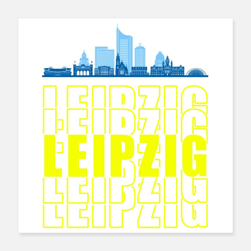 Ville de foire, Leipzig, silhouette de Saxe Poster 40 x 40 cm