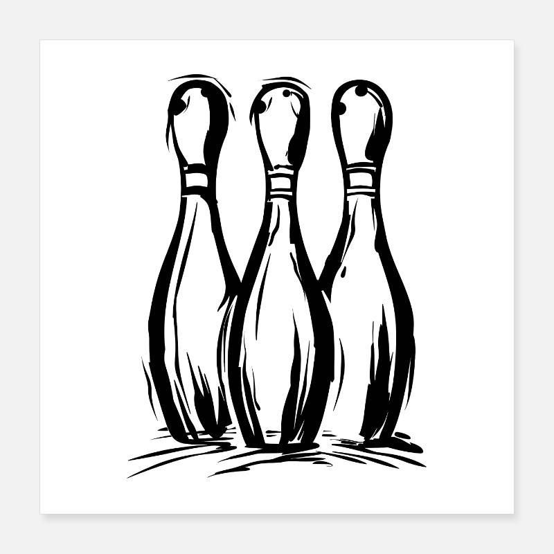 Dessin de quilles de bowling Poster 40 x 40 cm