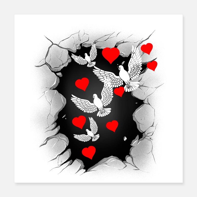 Friedenstaube Frieden Herz Weltfrieden Peace Poster 40x40 cm