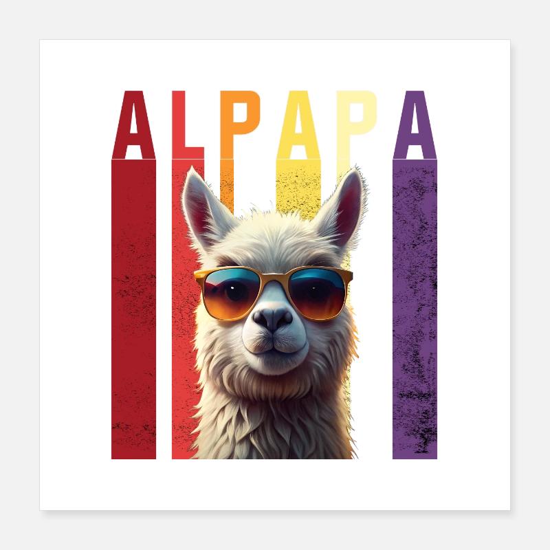 Lustiger Alpakaparameter mit Sonnenbrille Poster 40x40 cm