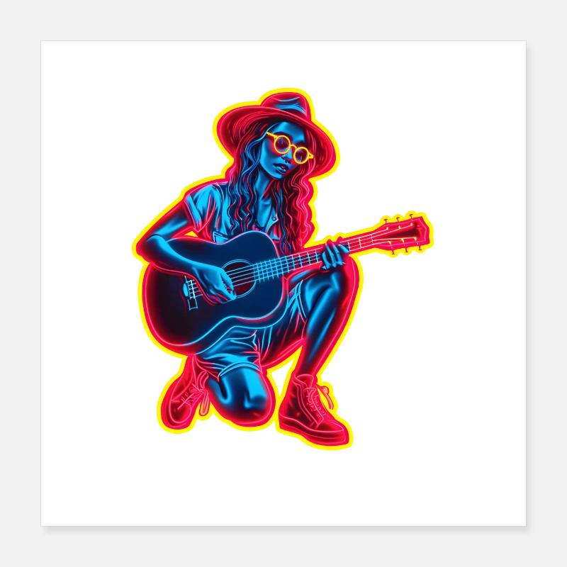 Retro Guitarist Poster 16" x 16" (40x40 cm)