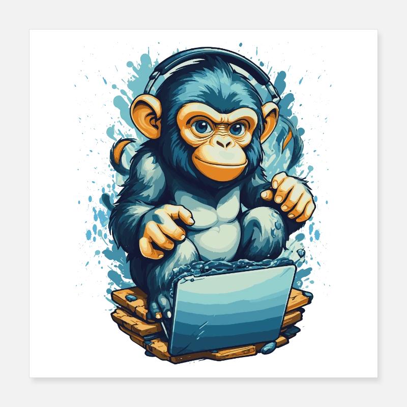 Singe de jeu intelligent Poster 40 x 40 cm