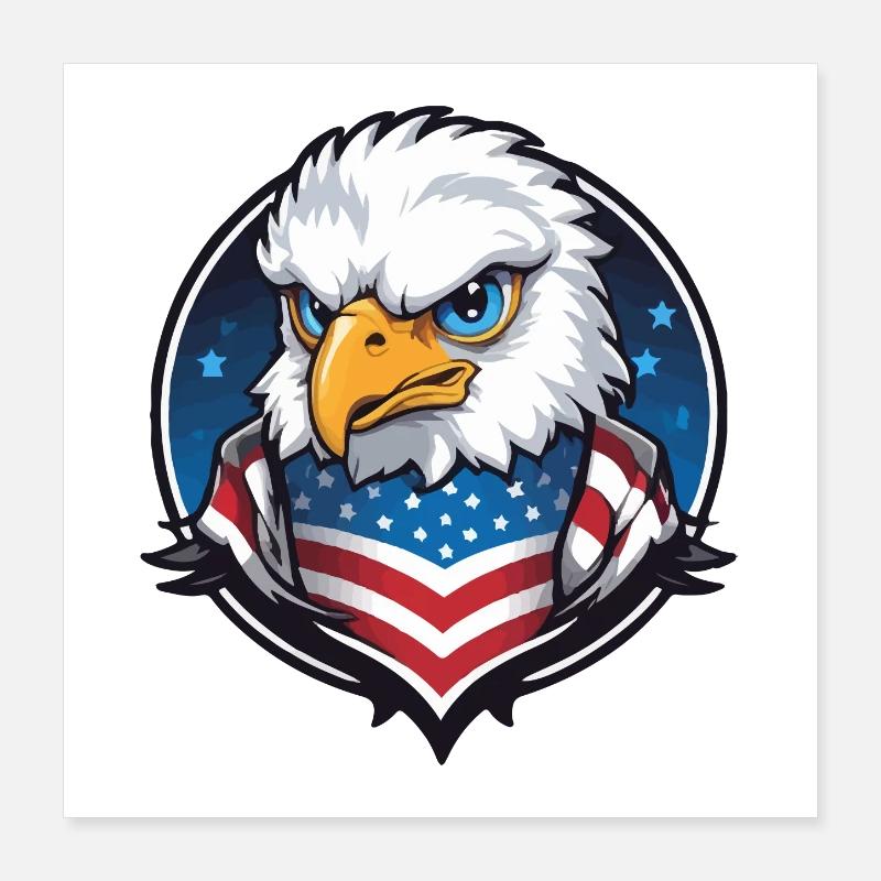 USA Aviator Eagle en cercle Poster 40 x 40 cm