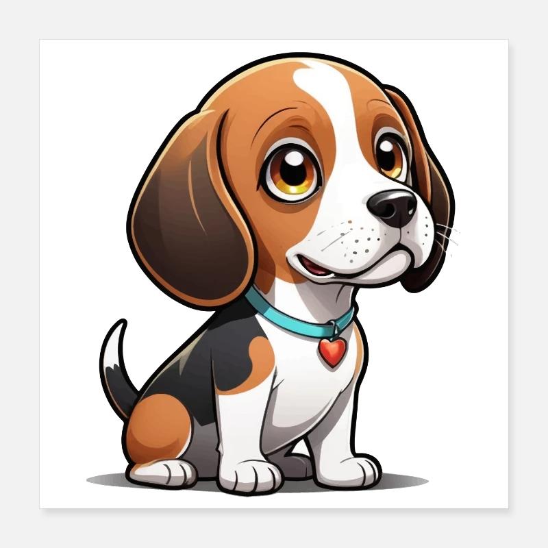 Chiot Beagle Heart Poster 40 x 40 cm
