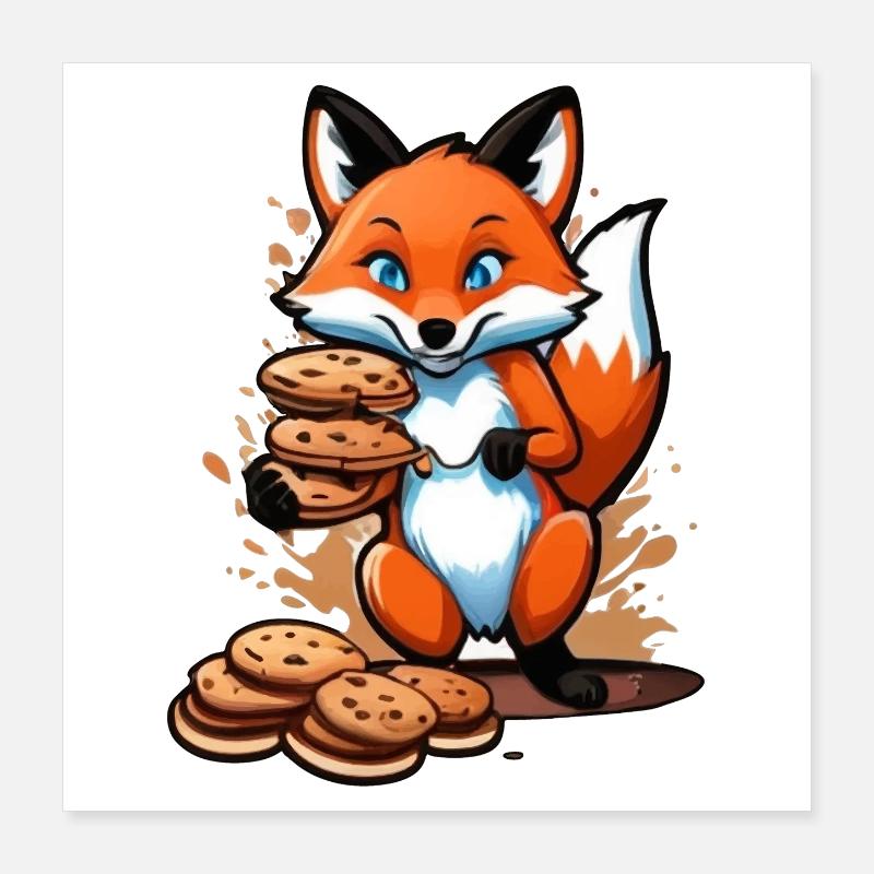 Biscuits et renards | Renard et chocolat Poster 40 x 40 cm