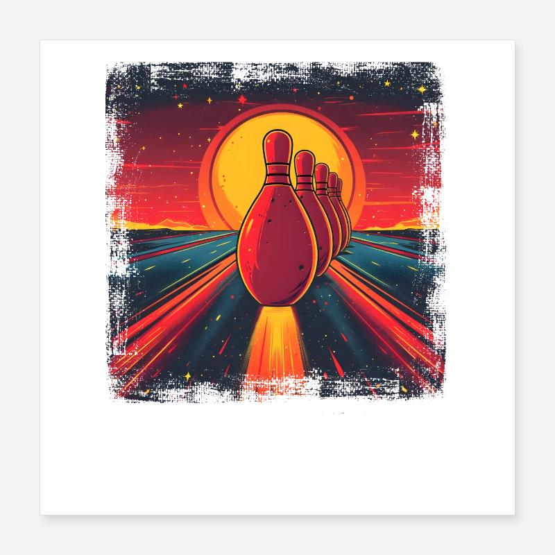 90s Bowling Game Poster 16" x 16" (40x40 cm)