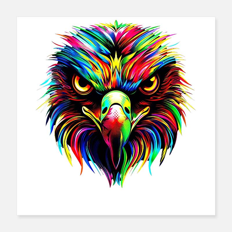 Aigle Pop Art Couleurs vives Aigle royal Pygargue à queue blanche Poster 40 x 40 cm