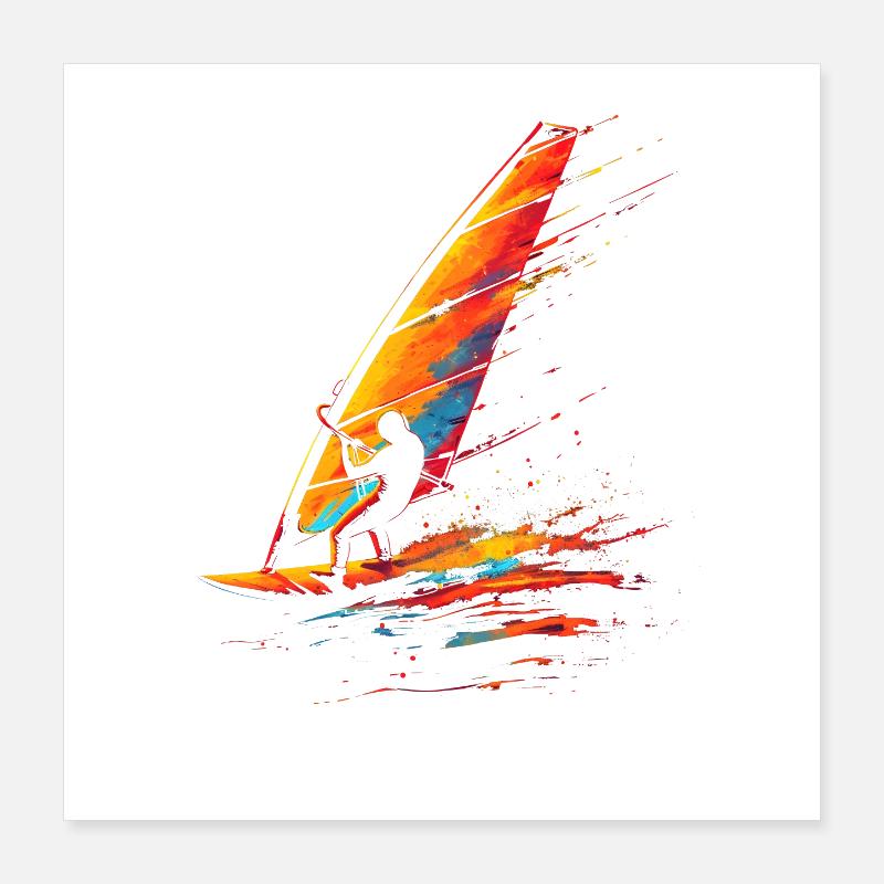 Windsurfing 90s Look Poster 16" x 16" (40x40 cm)