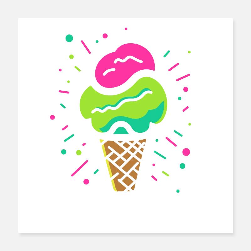 Cornet de crème glacée look bande dessinée Poster 40 x 40 cm