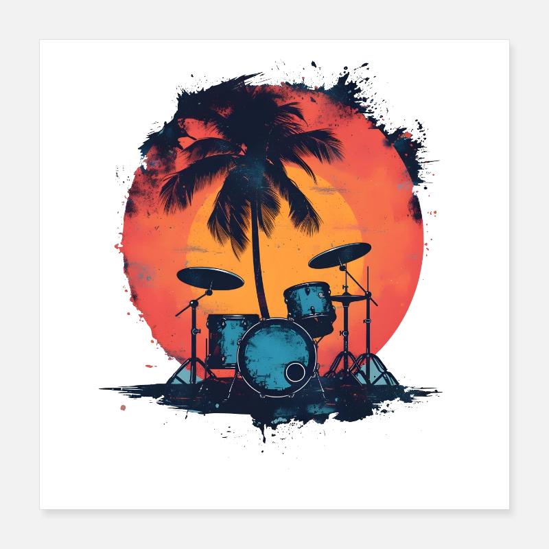 Drumkit Drawing Poster 16" x 16" (40x40 cm)