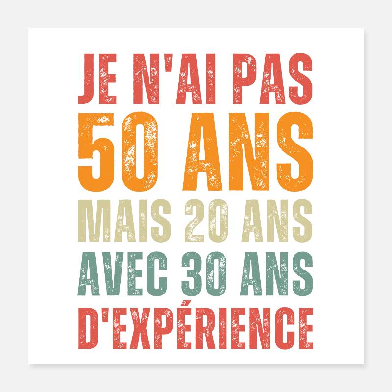 Idée cadeau pour 50 ans anniversaire Poster 40 x 40 cm