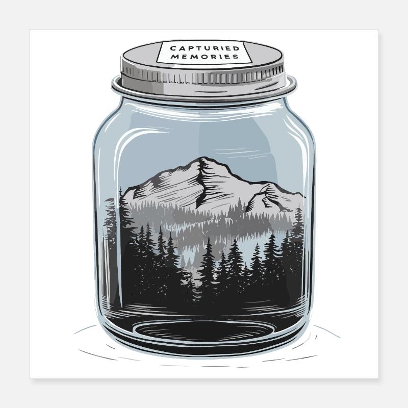 Captured Memories - Mountain Landscape in a Glass Poster 16" x 16" (40x40 cm)