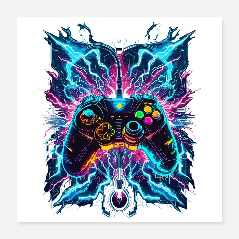 Manette de jeu Neon Blitz Power Poster 40 x 40 cm