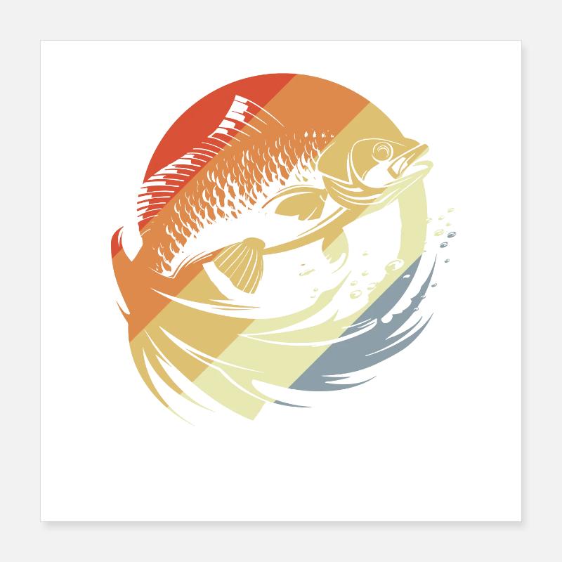 Fisch Grafik Retro Look Poster 40x40 cm