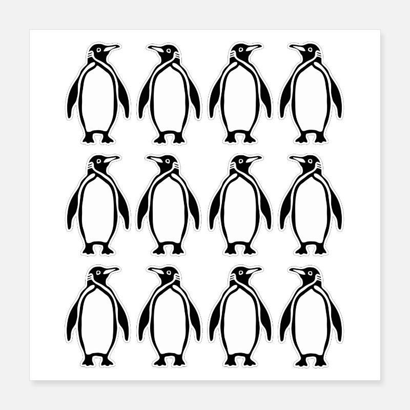 Minimalist Penguin Pattern Design Poster 16" x 16" (40x40 cm)