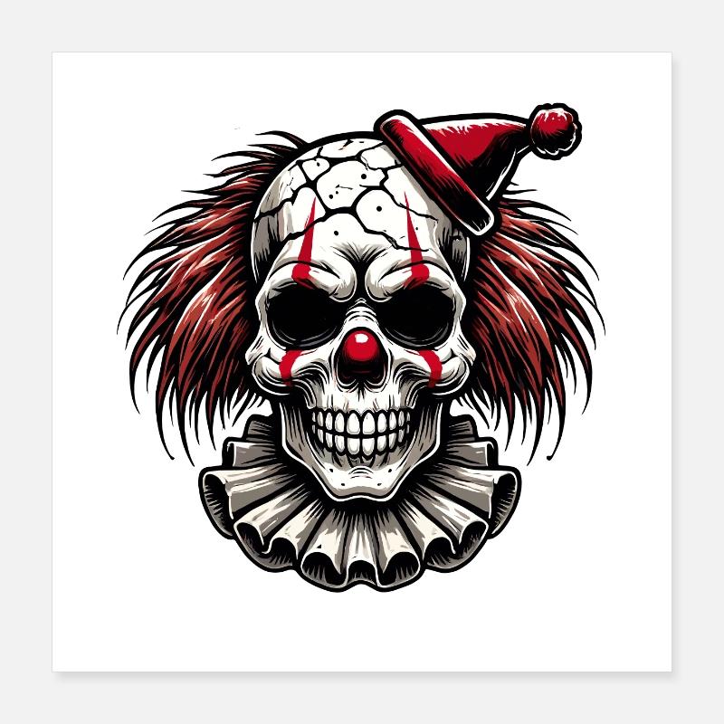 Crâne de clown effrayant Halloween Horror Design Poster 40 x 40 cm