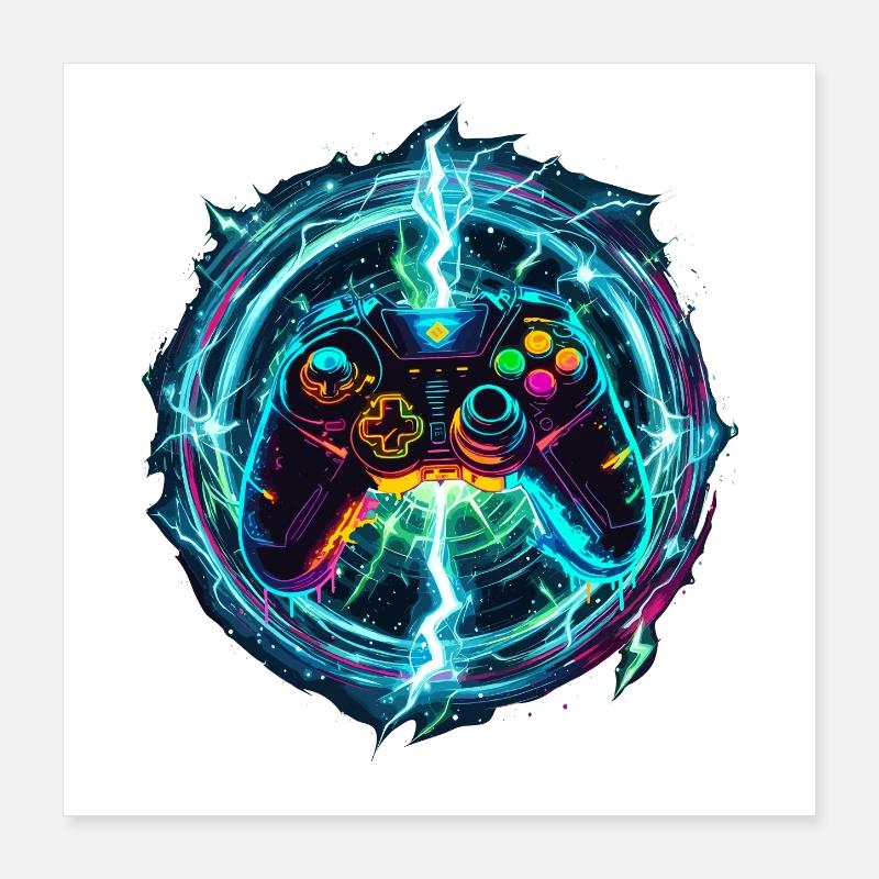 Galaktischer Gaming Controller Poster 40x40 cm