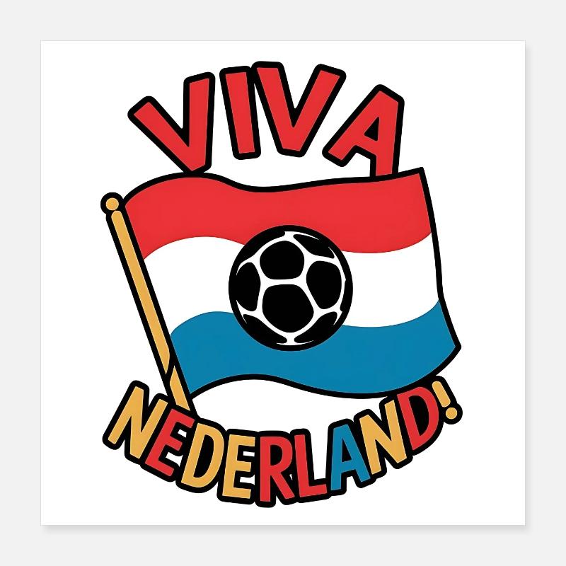 Conception du drapeau de football Viva Netherlands Poster 40 x 40 cm
