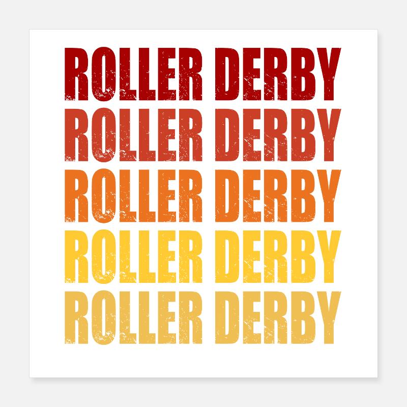 Roller Derby Retro Vintage Grafik Poster 40x40 cm